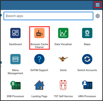 This is a screenshot of the Apps Menu in the DATIM Landing Page.